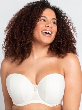 Curvy Kate Luxe Ivory Strapless Bandeau Bra in Ivory NWT 34F